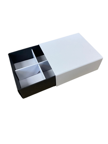 WAX MELT BOX WITH SLEEVE  for 4 Melts - BLACK BASE/WHITE SLEEVE (Pack of 10)