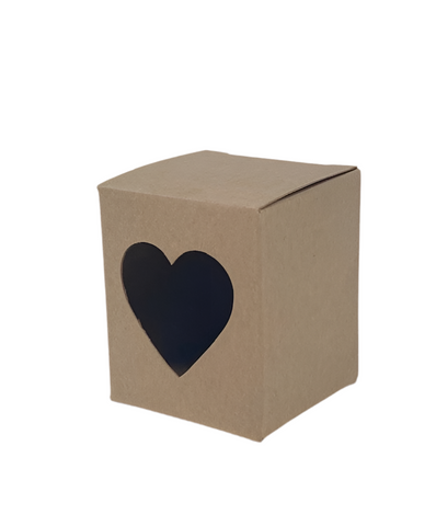 9CL CANDLE BOX with heart window - KRAFT (Pack of 10)