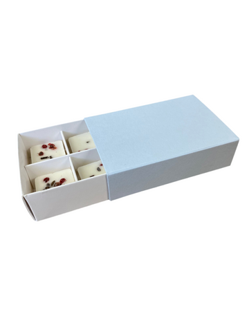 WAX MELT BOX WITH SLEEVE  for 6 Melts - WHITE BASE/PASTEL BLUE SLEEVE (Pack of 10)