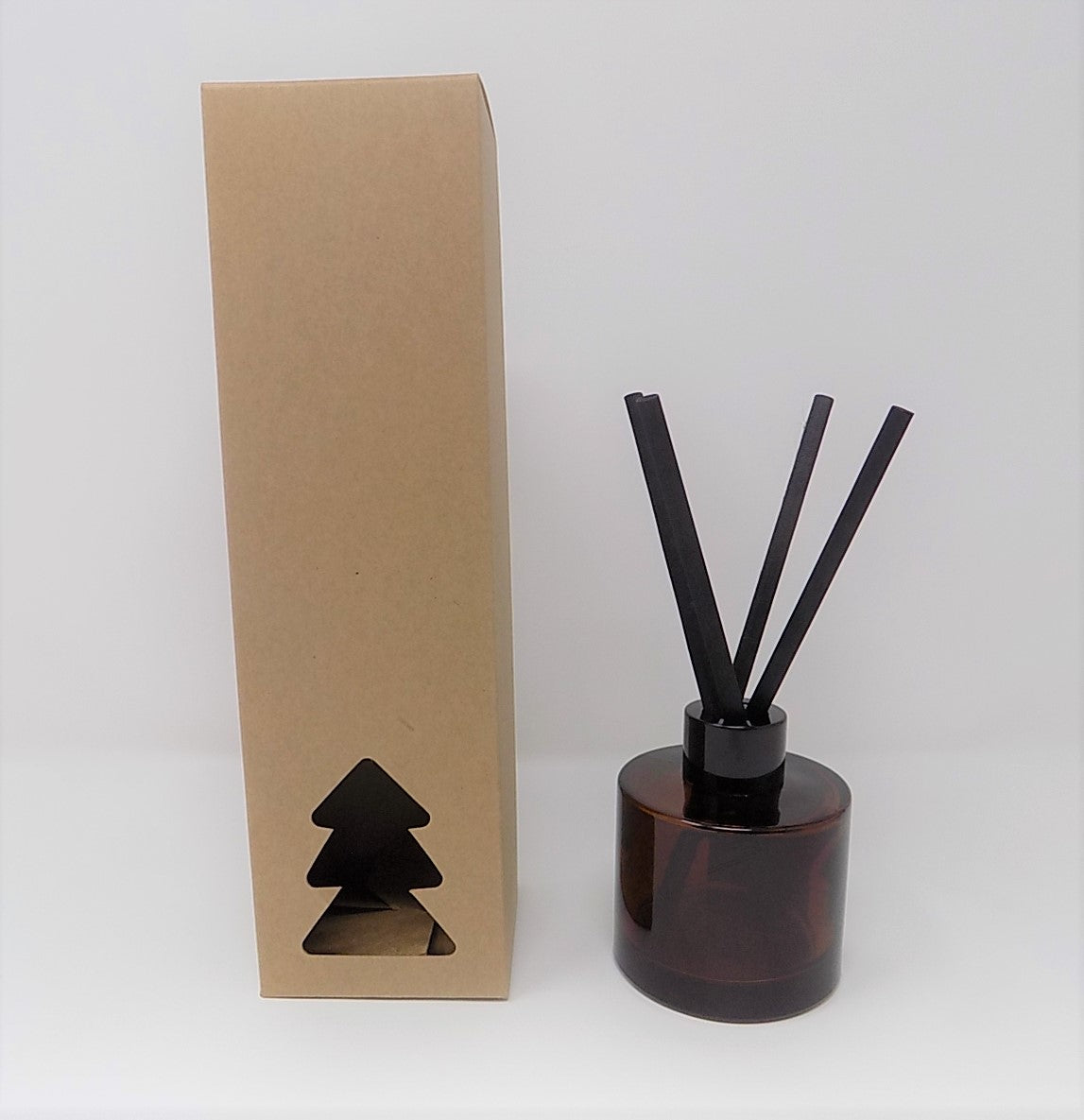 100ml DIFFUSER BOX  tall  - KRAFT WITH CHRISTMAS TREE WINDOW pack of 10