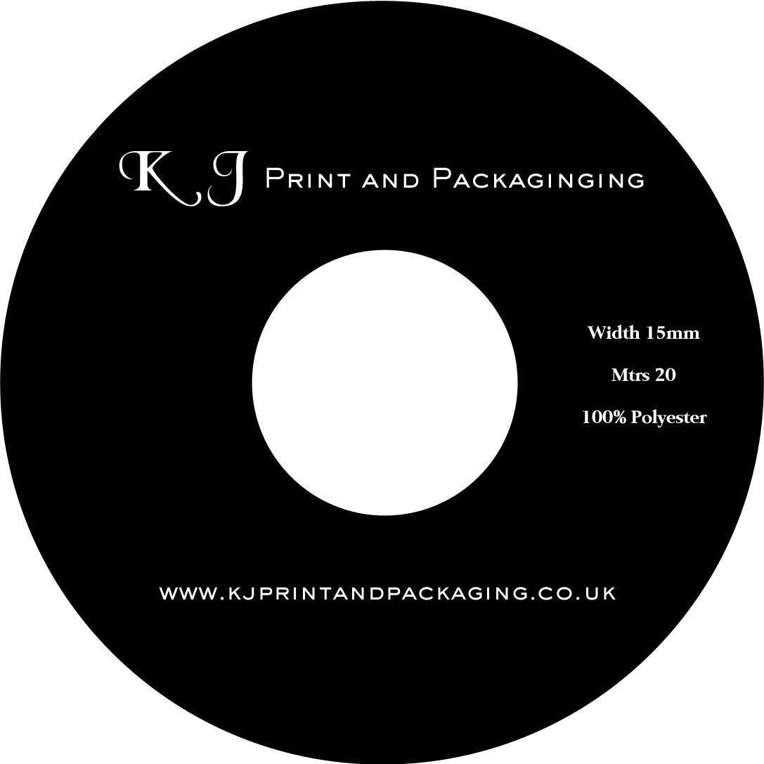 1 Colour Printed Branded Ribbon - 15mm Satin Ribbon @ 20 Mtrs